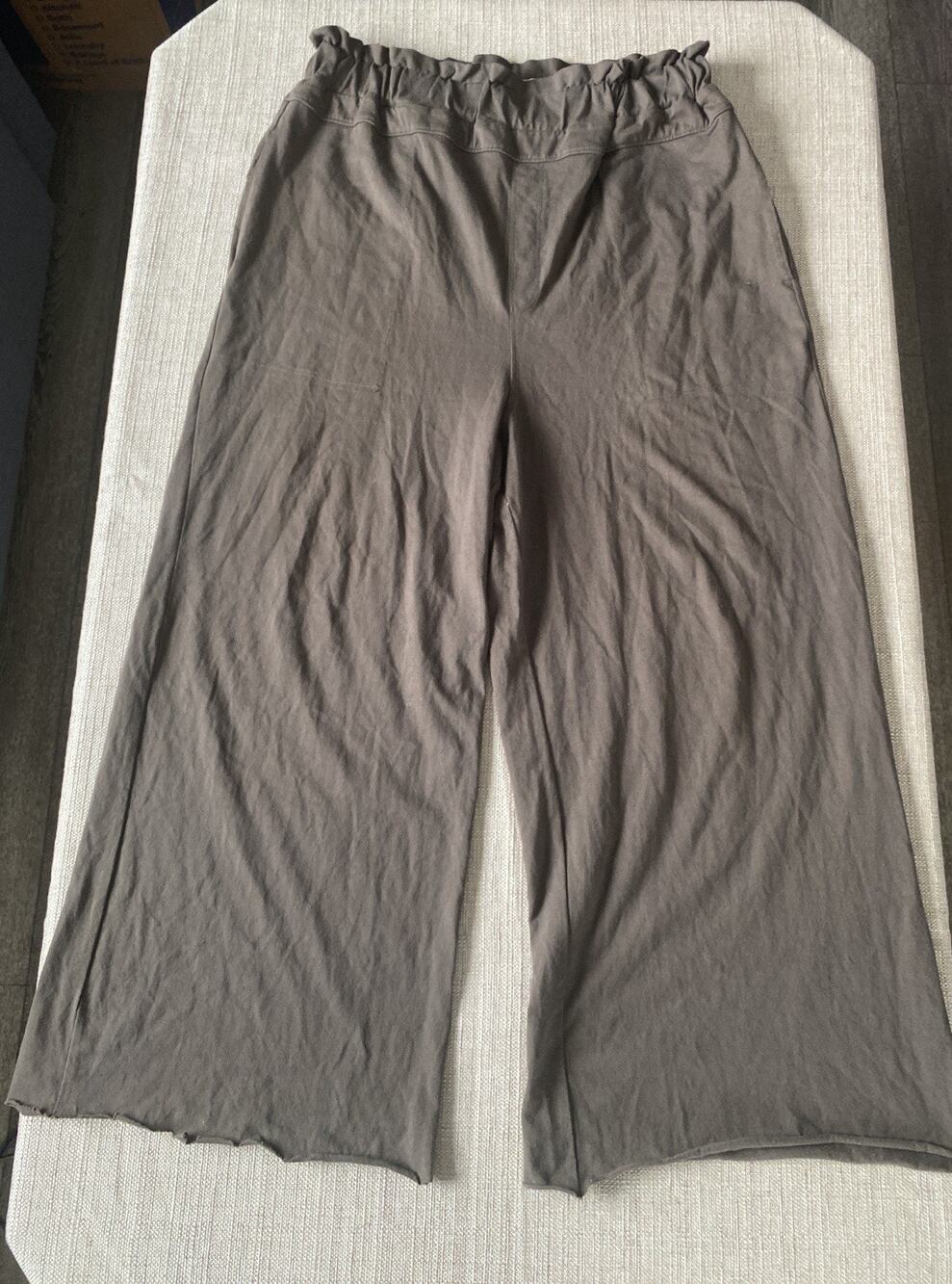 Free People We The Free Wide Leg Ruffle Hem Cropped Pants Size L